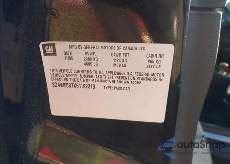 2006 Buick Lacrosse Cxs из США, поврежденный, VIN 2G4WE587X61192319